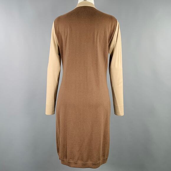 CELINE Size M Brown Beige Color Block 2 Pockets Cardigan - Picture 4 of 5